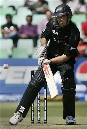 New Zealand's Daniel Vettori plays a shot against England during their Twenty20 World Championship Cricket match in Durban, South Africa, Tuesday, Sept. 18, 2007. England vs New Zealand