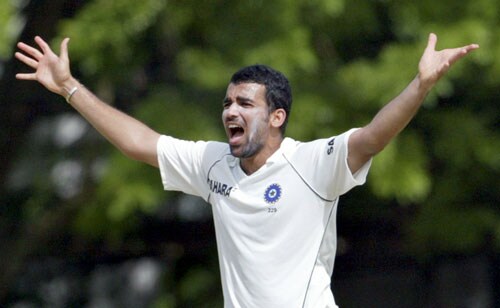 Zaheer Khan appeals unsuccessfully during the final day of a three day practice match between Sri Lanka A team and India in Colombo, Sri Lanka on July 20, 2008. India vs SLC XI, Day 3