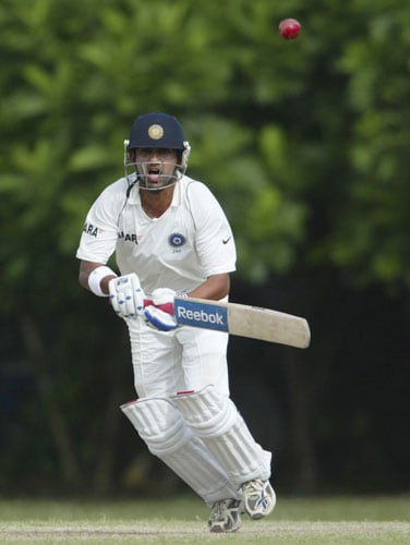 Gautam Gambhir plays a shot during the final day of a three day practice match between Sri Lanka A team and India in Colombo, Sri Lanka on July 20, 2008. India vs SLC XI, Day 3