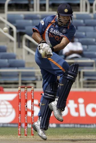 Yuvraj Singh plays a shot during the first ODI against the West Indies at Sabina Park. (AP Photo) 1st ODI: IND vs WI