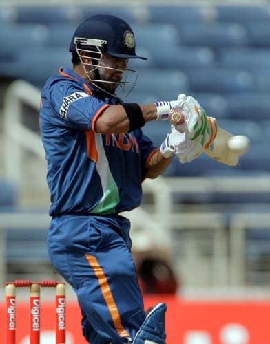 Gautam Gambhir plays a shot during their first ODI against the West Indies at Sabina Park. (AP Photo) 1st ODI: IND vs WI