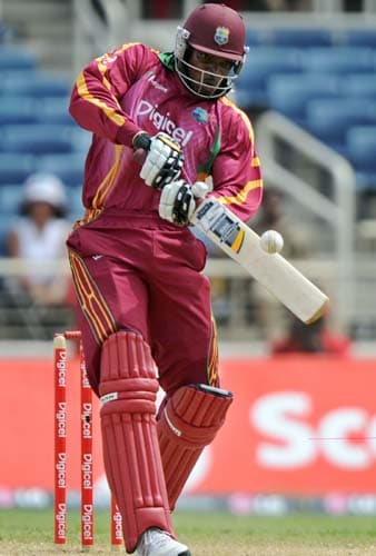Chris Gayle hits a boundary off Ishant Sharma during the first ODI against India at the Sabina Park. (AFP Photo) 1st ODI: IND vs WI