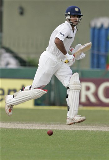 Sourav Ganguly runs between wickets during the third day's play of the first cricket Test match between Sri Lanka and India in Colombo on Friday, July 25, 2008. India vs SL, 1st Test, Day 3