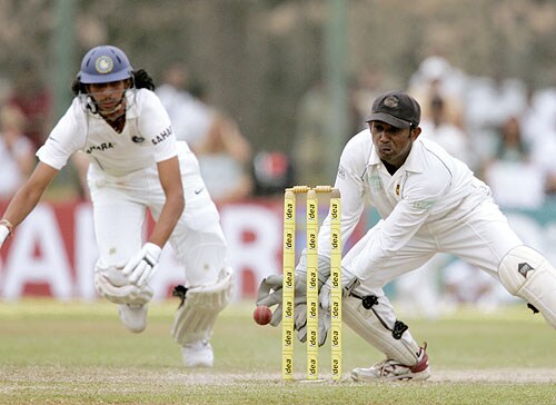 Ishant Sharma unsuccessfully tries to avoid a run out as Prasanna Jayawardene removes the bails during fourth day of the second Test between India and Sri Lanka in Galle on August 3, 2008. 2nd Test, Day 4: India vs SL