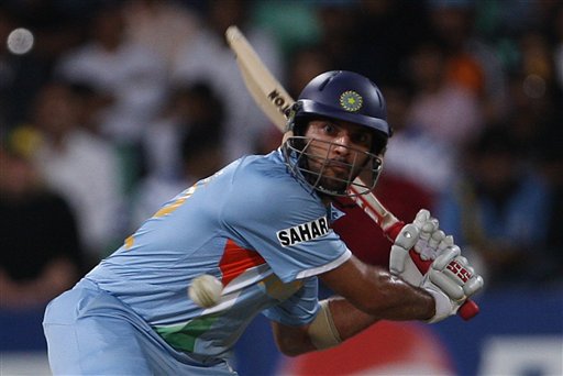 India's Yuvraj SIngh plays a shot against Australia during their Twenty20 World Championship Cricket match in Durban, South Africa, Saturday, Sept. 22, 2007. Semi final: Ind vs Aus