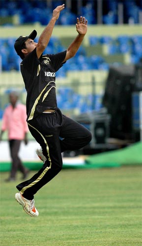 Kolkata Knight Riders captain Sourav Ganguly during a practice session, a day before the start of the DLF IPL T20 championship in Bangalore on Thursday. (PTI Photo) Kolkata Knight Riders at nets