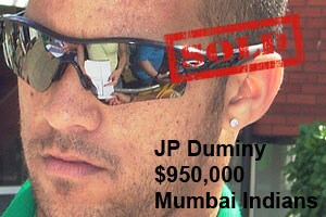South Africa's JP Duminy sold to Mumbai Indians for $950,000. IPL Auction - Season 2