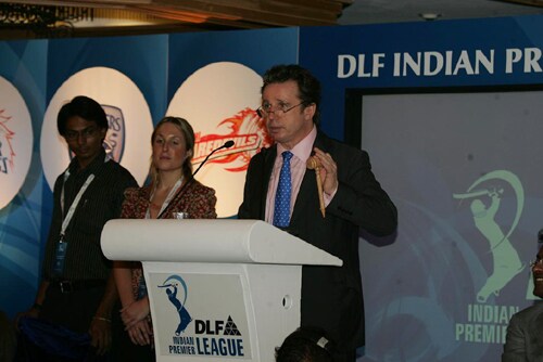 Auctioneer Richard Madley conducting the IPL Player auction at Goa.