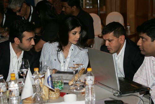 Shilpa Shetty and the Rajasthan Royals at the IPL players auction at Goa.