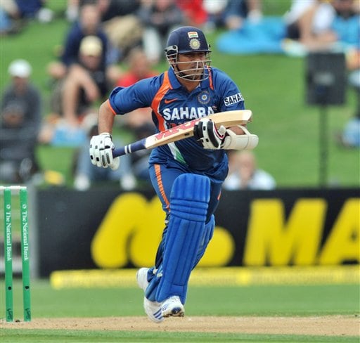 Sachin Tendulkar runs through against New Zealand in the 1st one-day international match at McLean Park in Napier on Tuesday, March 3, 2009. (AP Photo) India vs New Zealand: 1st ODI
