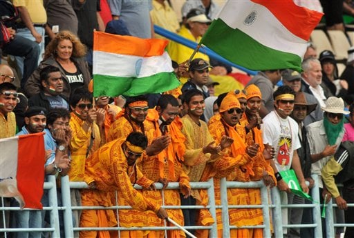 Indian supporters cheer their team playing against New Zealand in their 1st one-day international match at McLean Park in Napier on Tuesday, March 3, 2009. (AP Photo) India vs New Zealand: 1st ODI