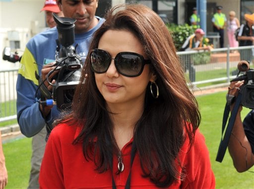 Bollywood actress and Kings XI Punjab co-owner Preity Zinta at the opening one-dayer between India and New Zealand at McLean Park in Napier. (AP Photo) India vs New Zealand: 1st ODI
