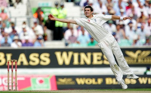 England bowler James Anderson takes the ball mid-air from India's batsman Wasim Jaffer , unseen, on the first days play at the third cricket test at the Oval in London on Thursday. India vs England, 3rd Test - Day 1