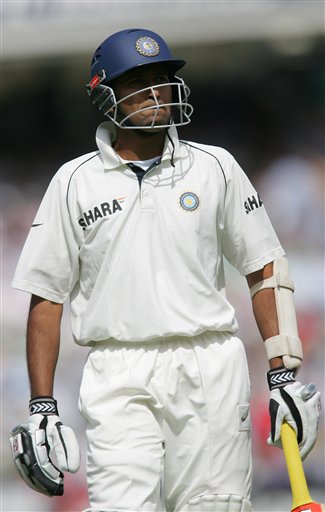 India's Wasim Jaffer walks off the field after he was caught out during the third cricket test against England at the Oval cricket ground in London on Thursday. India vs England, 3rd Test - Day 1