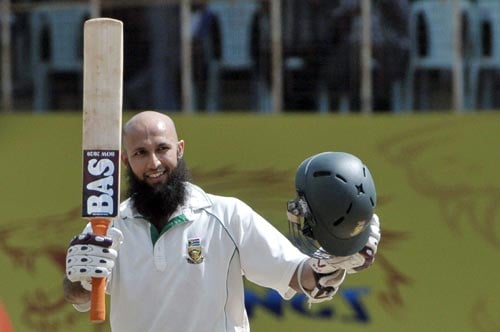 Hashim Amla celebrates his century against India during second day of the first Test match of the Future Cup series in Chennai on Thursday, March 27, 2008. Day 2: India vs SA, 1st Test