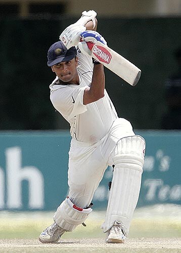 Rahul Dravid drives one away during his fifty on Day 4 of the third Test against Sri Lanka. India vs SL, 3rd Test, Day 4