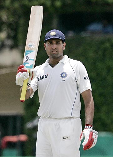VVS Laxman celebrates his fifty against Sri Lanka on Monday. India vs SL, 3rd Test, Day 4