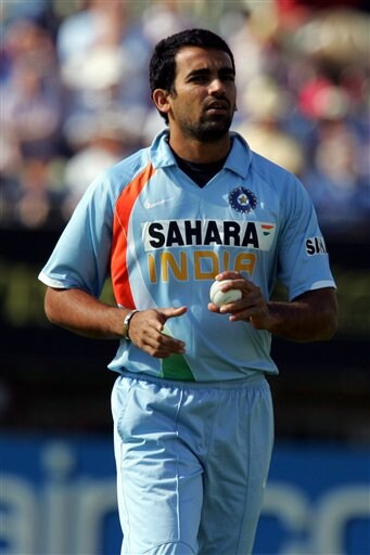 India's Zaheer Khan prepares to bowl a ball to England's Alastair Cook during their one day international cricket match at Edgbaston, Birmingham on Monday. India vs England - 3rd ODI