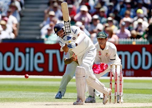 VVS Laxman is at bat during the second day of the first Test cricket match against Australia at the Melbourne Cricket Ground in Melbourne on Thursday, December 27, 2007. 1st Test, Ind vs Aus - Day 2