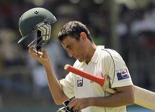 Younus Khan reacts after being dismissed during the third day of the third Test match between Sri Lanka and Pakistan in Colombo. (AP Photo) Pak vs SL: 3rd Test, Day 3