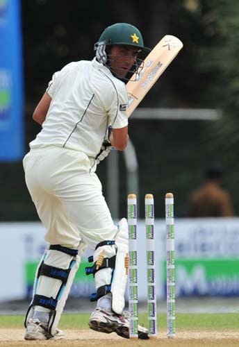 Younus Khan is dismissed by Thilan Thushara during the first day of the second Test match between Pakistan and Sri Lanka at The P. Saravanamuttu Stadium in Colombo. (AFP Photo) Day 1: Pak vs SL, 2nd Test