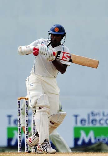 Malinda Warnapura bats during the first day of the second Test match between Pakistan and Sri Lanka at The P. Saravanamuttu Stadium in Colombo. (AFP Photo) Day 1: Pak vs SL, 2nd Test