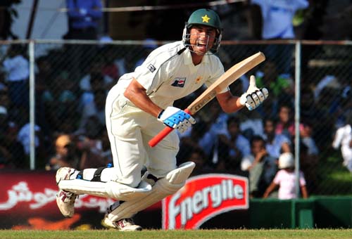 Younus Khan runs between wickets during the second day of the second Test match between Pakistan and Sri Lanka at The P. Saravanamuttu Stadium in Colombo. (AFP Photo) Day 2: Pak vs SL, 2nd Test