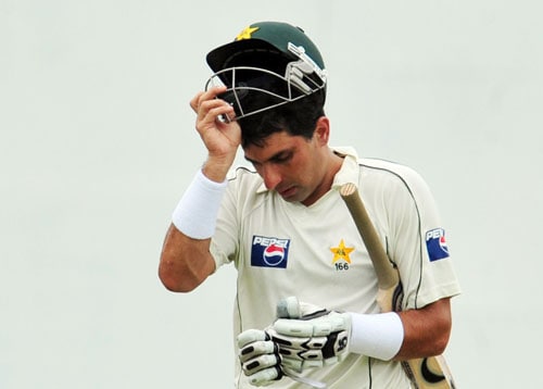 Misbah-ul-Haq walks back to the pavilion following his dismissal during the third day of the second Test match between Pakistan and Sri Lanka at The P. Sara Oval Stadium in Colombo. (AFP Photo) Day 3: Pak vs SL, 2nd Test