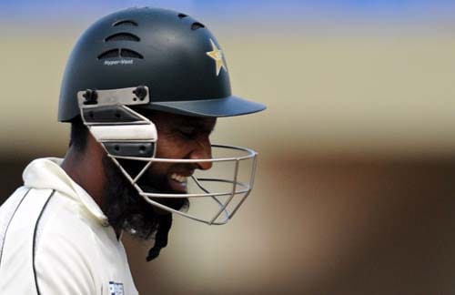 Mohammad Yousuf walks back to the pavilion following his dismissal during the fourth day of the first Test match between Pakistan and Sri Lanka at The Galle International Stadium in Galle. (AFP Photo) Day 4: Pak vs SL, 1st Test