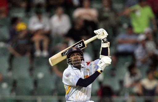 Sri Lanka's batsman Mahela Jayawardene watches his shot during their Super Eight Twenty20 World Championship cricket match against Bangladesh at the Wanderers Stadium in Johannesburg, South Africa, Tuesday, Sept. 18, 2007. Sri Lanka vs Bangladesh