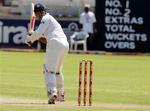 India's batsman Virender Sehwag looks behind before he was caught by West Indies' Ramnaresh Sarwan for 0 runs off the bowling of Pedro Collins during the fourth Test match at Kingston. Ind-WI 4th Test Day 1
