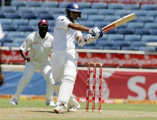 India's captain Rahul Dravid bats against the West Indies during the fourth cricket Test match at Kingston. Ind-WI 4th Test Day 1