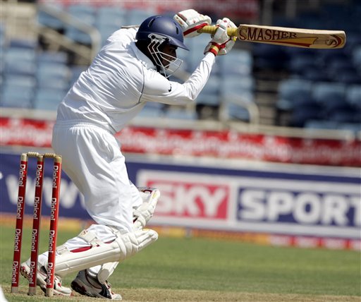 India's Anil Kumble bats during the fourth cricket Test match against the West Indies at Kingston. Ind-WI 4th Test Day 1