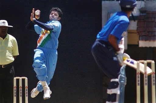 Indian pacer S Sreesanth bowls during a practice match as the Indian cricket team prepares for the tri-nation series in Malaysia. India gears up for DLF Cup