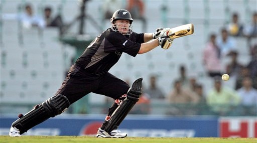 New Zealand's Scott Styris plays a shot against Pakistan during the one day international cricket match for the ICC Champions Trophy in Mohali ICC CT NZ-Pak
