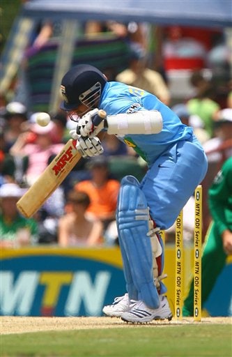 Indian batsman Sachin Tendulkar avoids a high ball by South African bowlerr Andre Nel during the final ODI at Supersport Park, Centurion on Sunday. 5th ODI: Ind vs SA