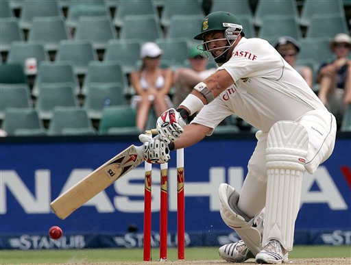 South Africa's batsman Jacques Kallis, plays shot during the third day of the 1st cricket test match against India's second innings at the Wanderers stadium in Johannesburg, South Africa. Ind-SA 1st Test Day 3