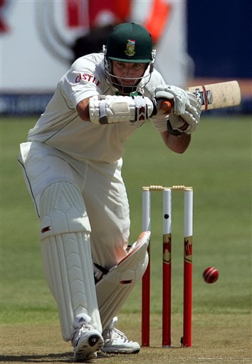 South Africa's batsman Graeme Smith, leaves the ball on the first day of the 2nd Cricket Test match against India at Kingsmead stadium in Durban. Ind-SA 2nd Test Day 1
