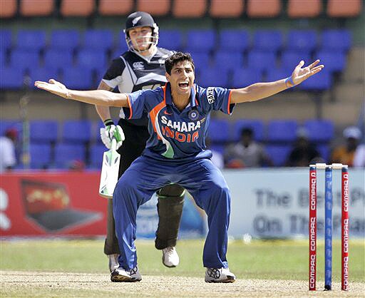 India's Ashish Nehra successfully appeals for the dismissal of New Zealand's Brendon McCullum during their ODI match for the tri-nation series in Colombo on Friday. (AP Photo) Tri-series: IND vs NZ