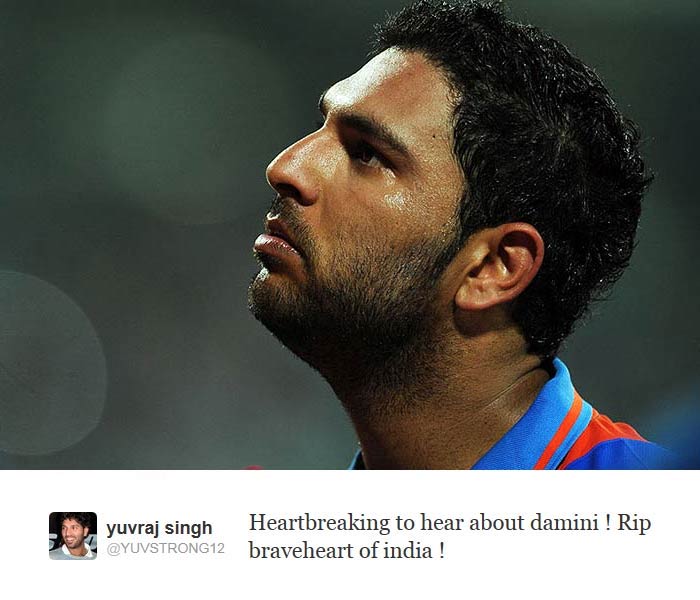 Indian cricketer Yuvraj Singh also paid his tribute to the girl, who was called 'Damini', 'Amanat', 'Nirbhaya' by her countrymen. "Heartbreaking to hear about damini ! Rip braveheart of india!" - Yuvraj tweeted.