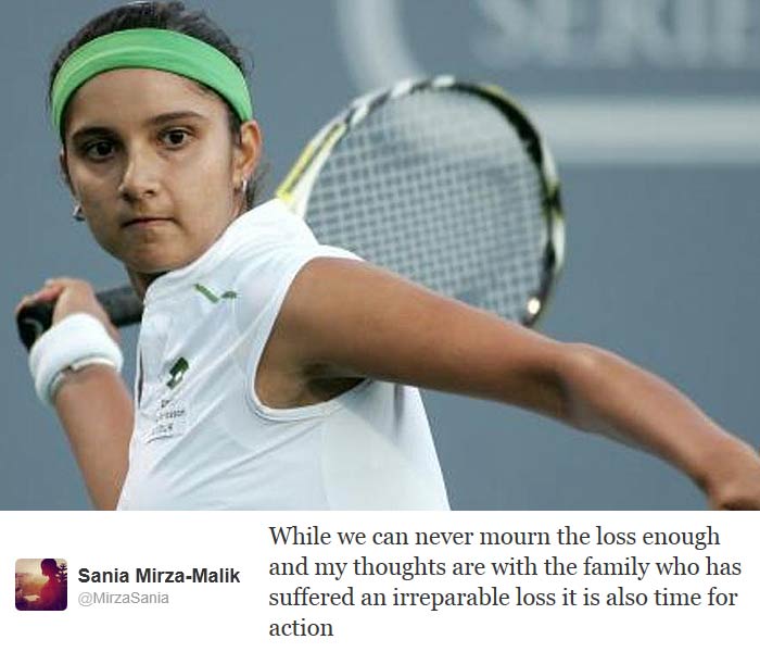 Sania also tweeted: "While we can never mourn the loss enough and my thoughts are with the family who has suffered an irreparable loss it is also time for action"