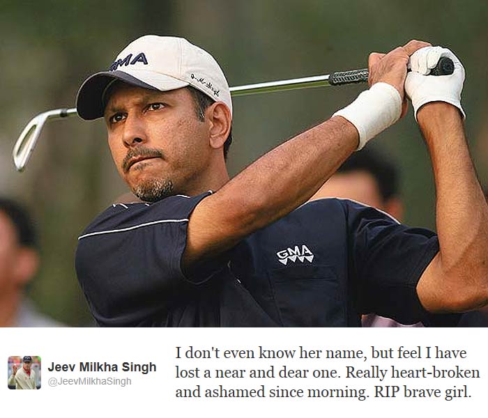 Jeev Milka Singh, India's leading golf player, tweeted: "I don't even know her name, but feel I have lost a near and dear one. Really heart-broken and ashamed since morning. RIP brave girl."