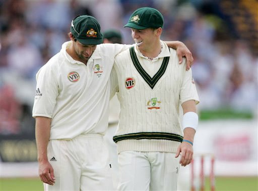 Ben Hilfenhaus and Peter Siddle are seen on Day 1 of the fourth Test between England and Australia in Leeds. (AP Photo) Ashes: 4th Test, Day 1