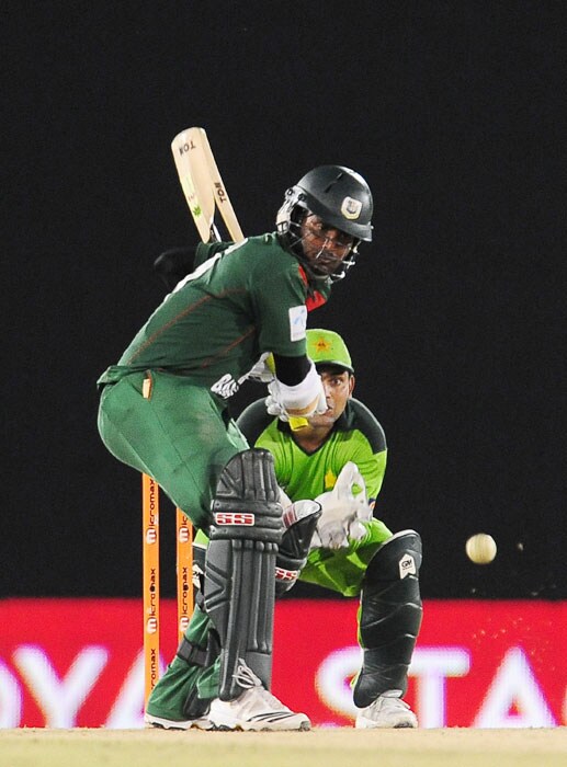 Imrul Kayes plays a shot during the fifth ODI of the Asia Cup between Pakistan and Bangladesh at the Rangiri Dambulla International Cricket stadium in Dambulla. (AFP Photo) Asia Cup: Pak vs B'desh