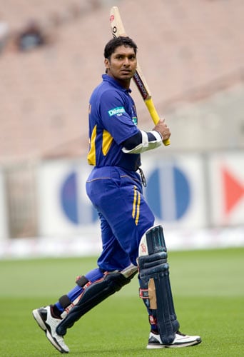 Kumar Sangakkara from Sri Lanka leaves the field after being dismissed during the one-day international cricket match against Australia at the Melbourne Cricket Ground on Friday, February 29, 2008. 12th match - Australia vs Sri Lanka
