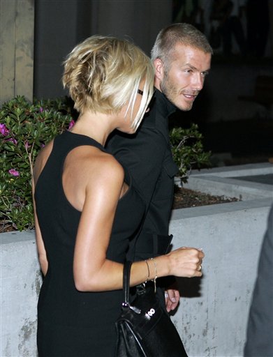 Beckham at Los Angeles International Airport with Victoria. Beckhams arrive in LA