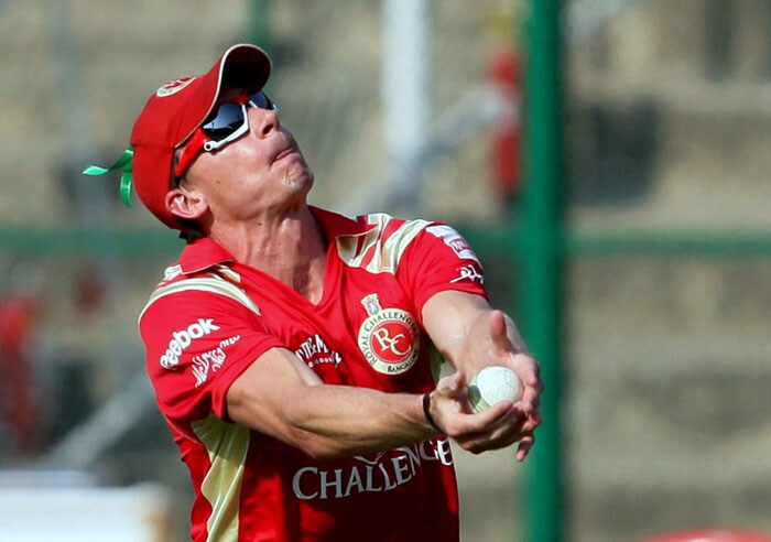 Royal Challengers Bangalore's Dale Steyn takes a catch during a practice session ahead of their match against Chennai Super Kings. (PTI Image) Royal Challengers' net session