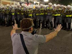 Football-loving Brazilians protest against FIFA World Cup