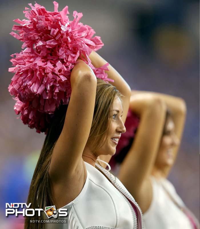 Indianapolis Colts cheerleaders perform during the NFL game.