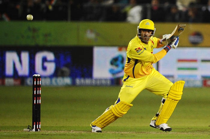 Chennai batsman and Captain Mahendra Singh Dhoni plays a stroke during the Champions League Twenty20 League match between Bushrangers and Chennai Super Kings at St. Georges park Stadium in Port Elizabeth. (AFP Photo) CLT20: Victoria vs Chennai